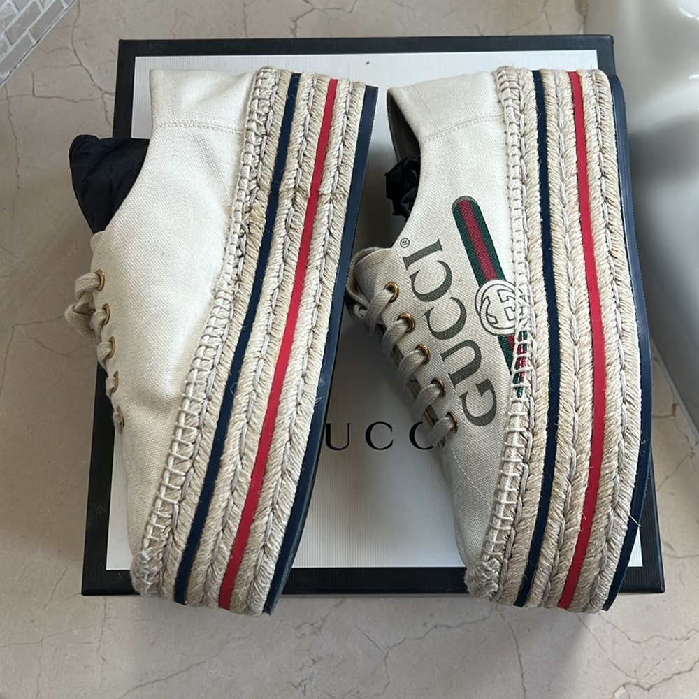 Gucci Cream Espadrille Sneakers